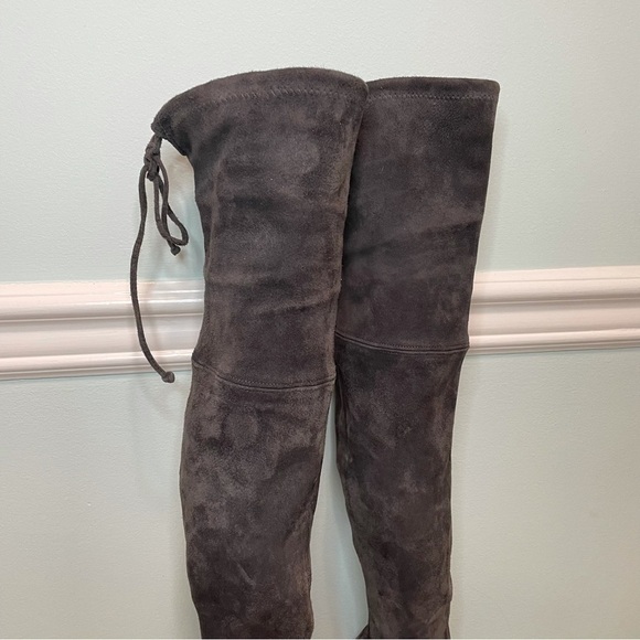 STUART Weitzman Lesley Grey Suede Over the Knee Boots 4 - Picture 3 of 10